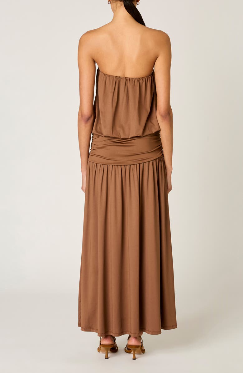 Nia La Cienega Strapless Blouson Maxi Dress, Alternate, color, Sable