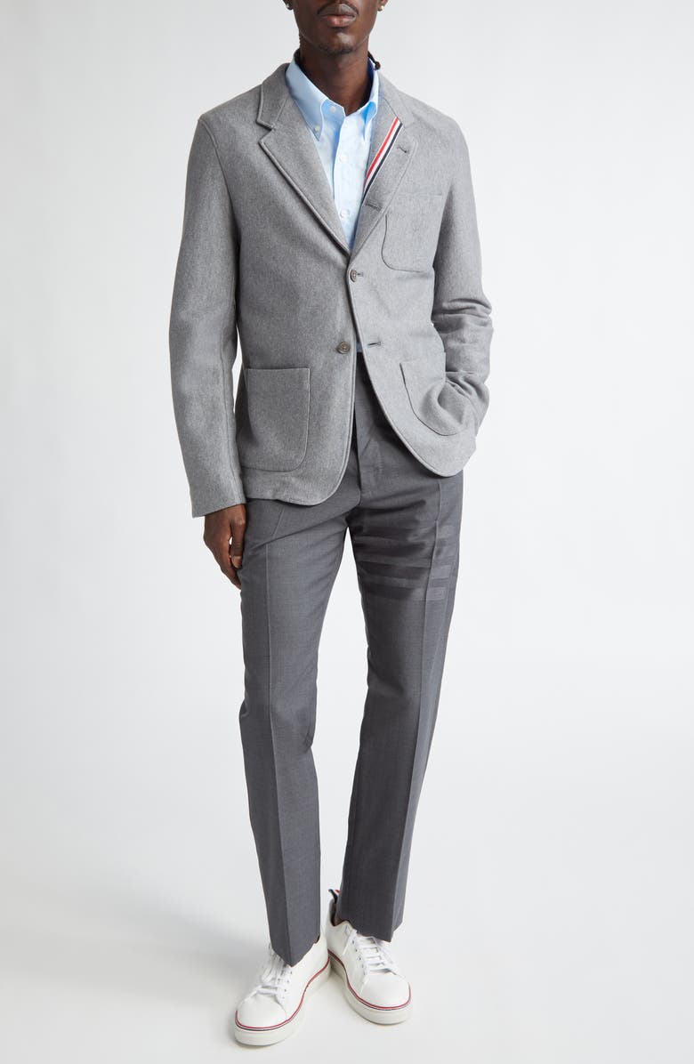 Thom Browne Double Face Knit Cotton Sack Jacket, Alternate, color, Medium Grey