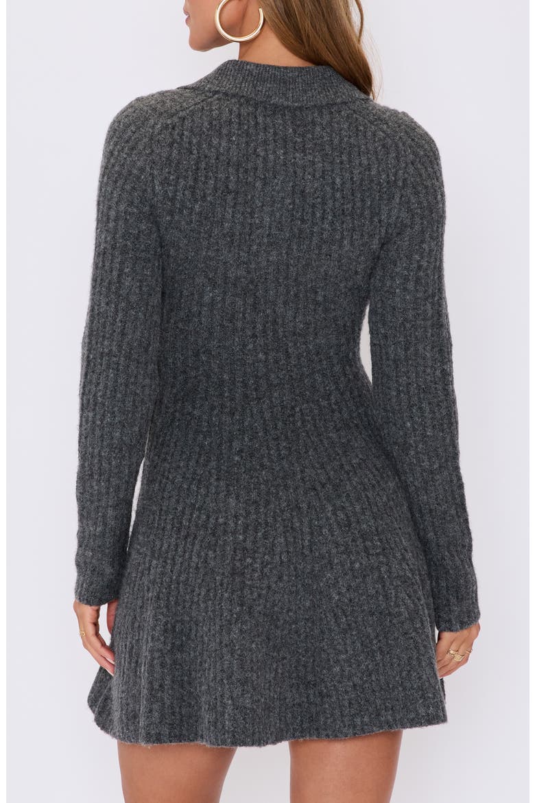 Ember Long Sleeve Polo Sweater Minidress, Alternate, color, CHARCOAL
