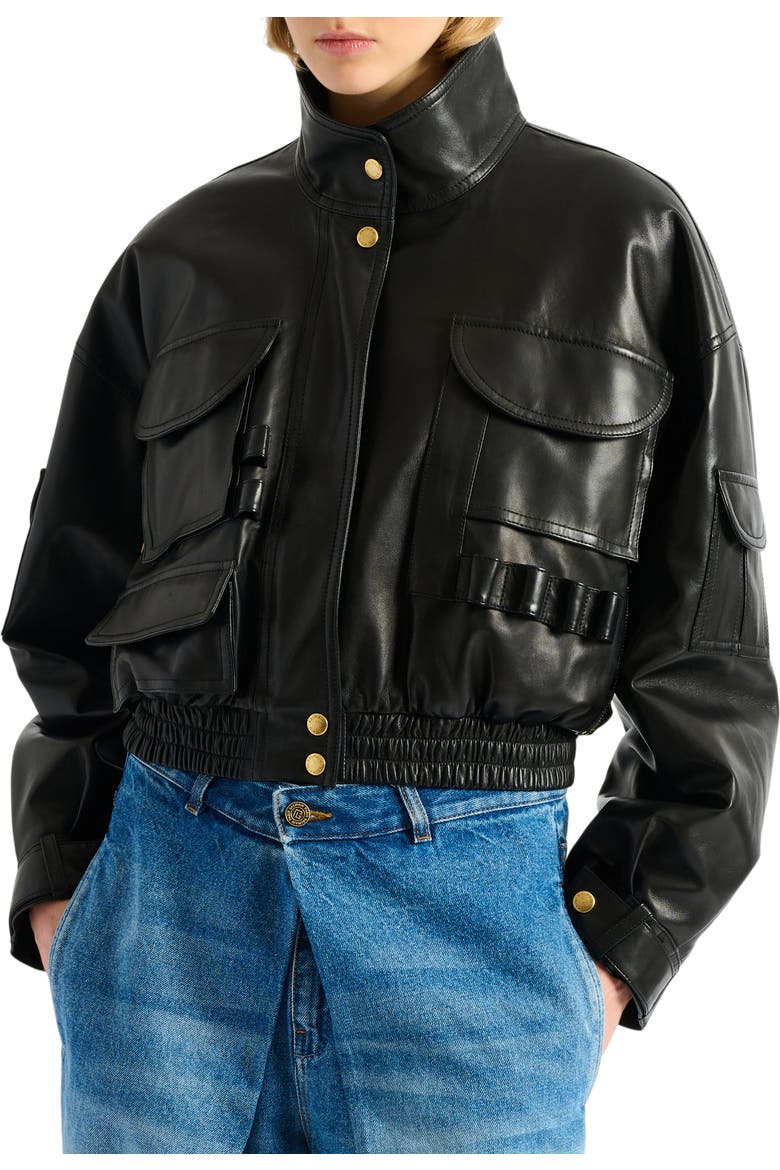 Lambskin bomber jacket, Alternate, color, black