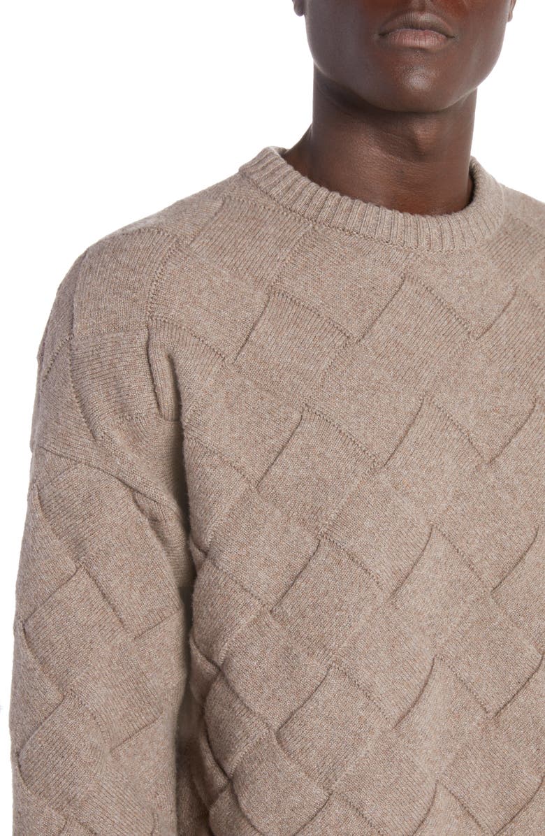 Bottega Veneta Intreccio 3D Knit Wool Blend Sweater, Alternate, color, Riverbed