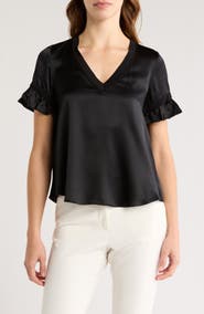Cinq à Sept Linnea Ruffle Sleeve Silk Top