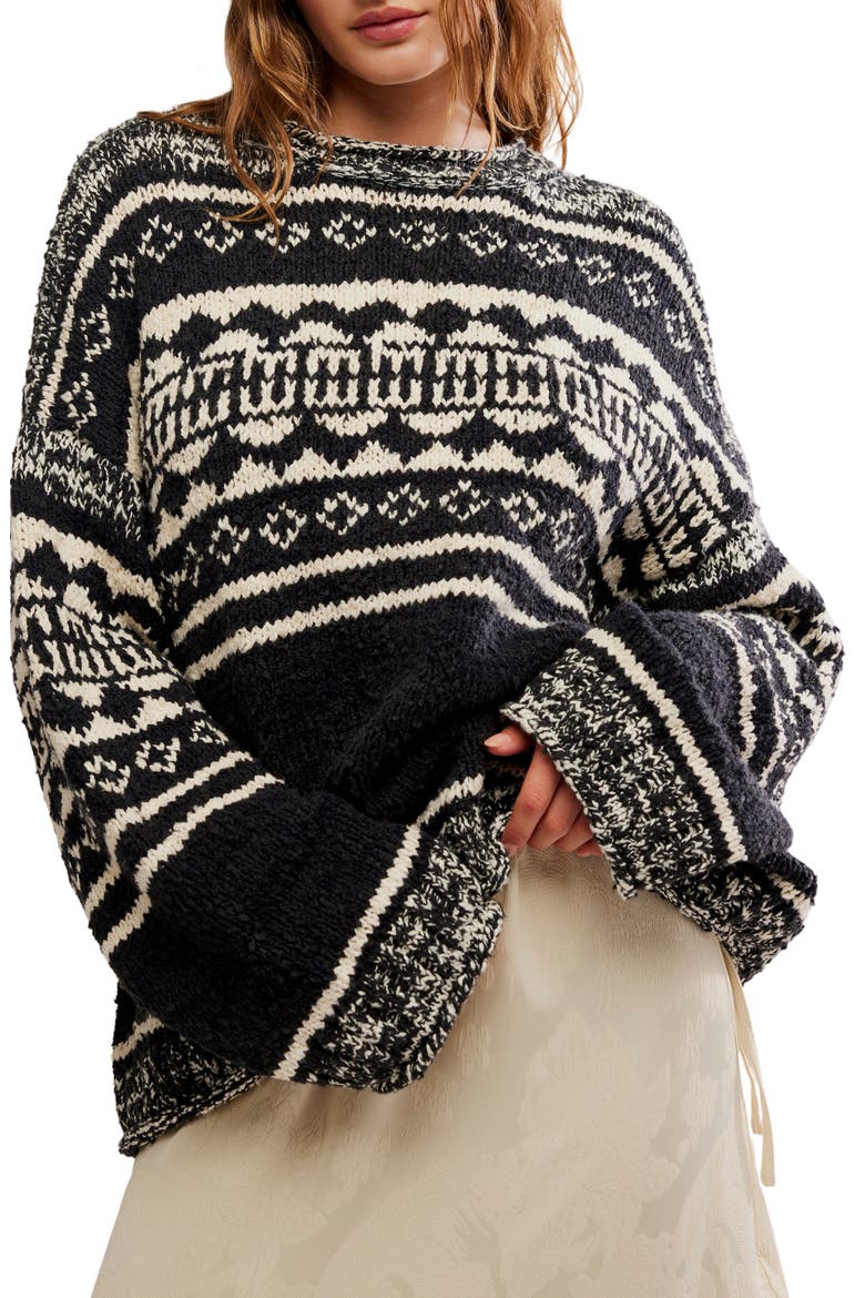 Dani Oversize Cotton Blend Sweater, Main, color, BLACK COMBO