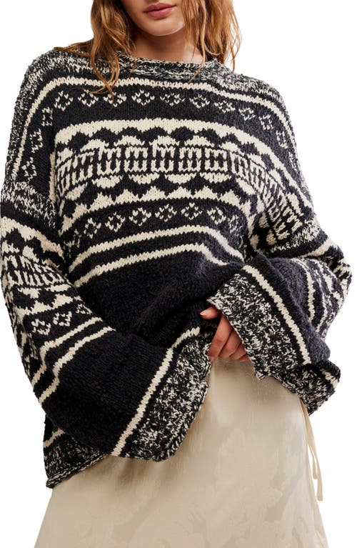 Free People Dani Oversize Cotton Blend Sweater In Black