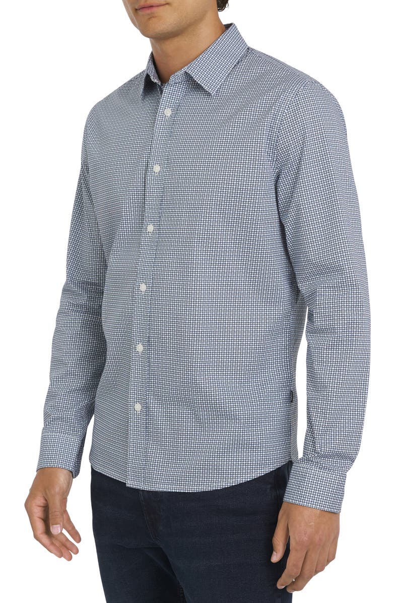 DKNY SPORTSWEAR Jericho Stretch Cotton Button-Up Shirt, Alternate, color, White/ Blue