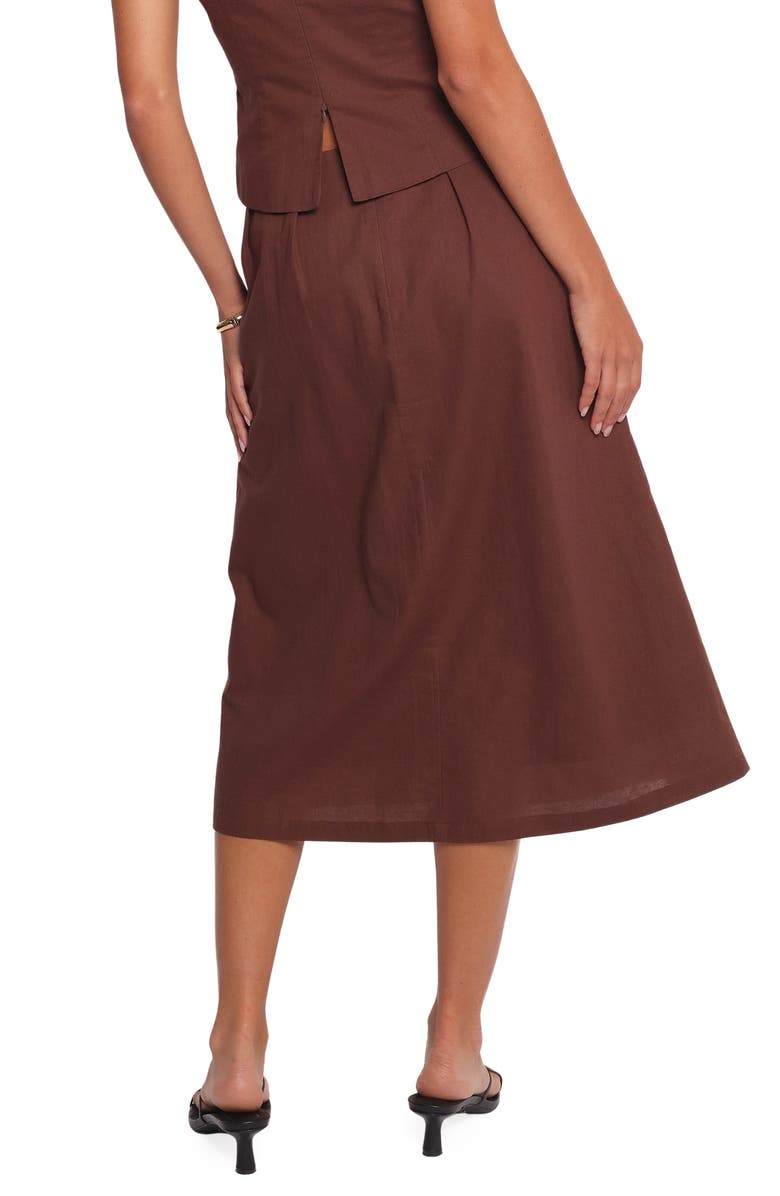 Petal & Pup Chiaro Cotton Blend Midi Skirt, Alternate, color, Brown