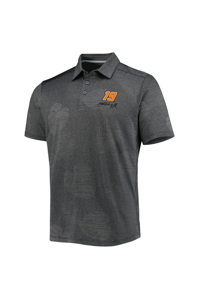 Men's Tommy Bahama Charcoal Martin Truex Jr Palm Coast Delray Frond IslandZone Polo, Alternate, color, Charcoal