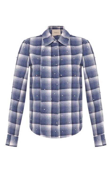 Europa Plaid Flannel Crystal Shirt