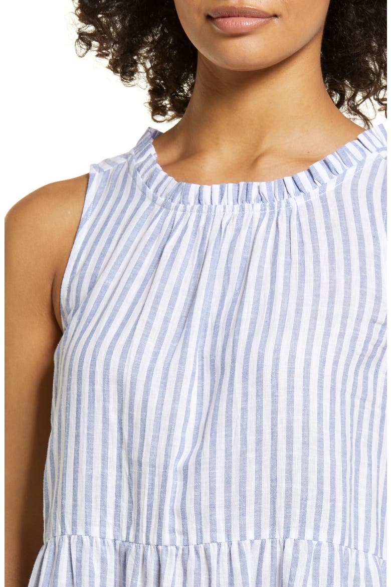 Saison Sleeveless Linen Blend Dress, Alternate, color, MISTY LINES