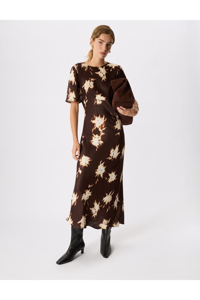 Shadow Midi Dress, Alternate, color, Brwn/Multi