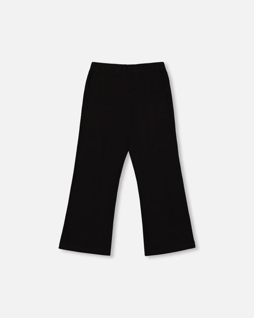 Deux Par Deux Ribbed Leggings Bootleg With Slit In Black