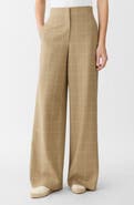 Lafayette 148 New York Thames Windowpane Plaid Tropical Wool Blend Wide Leg Pants