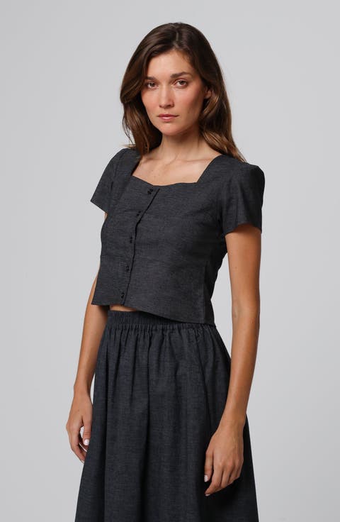 Juana Hemp Blend Button Front Top