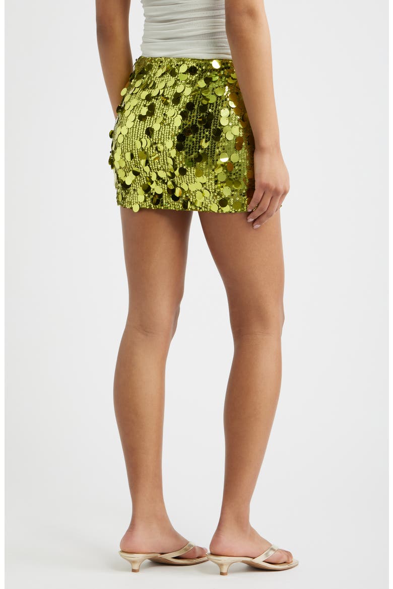 Riego Sequin & Paillette Low Rise Miniskirt, Alternate, color, GREEN
