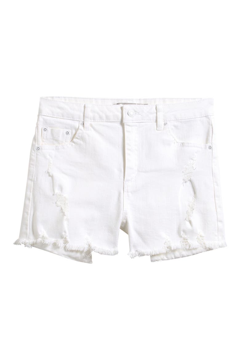 Kids' Ripped Denim Shorts, Main, color, WHITE