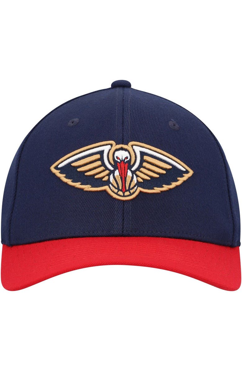 Mitchell & Ness Men's Mitchell & Ness Navy/Red New Orleans Pelicans MVP Team Two-Tone 2.0 Stretch-Snapback Hat, Alternate, color, 
