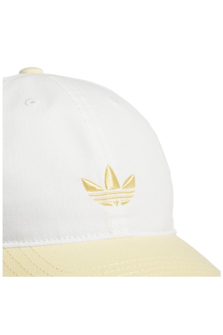 Relaxed Trefoil Cotton Baseball Cap, Alternate, color, OFF WHITE/ ORANGE TINT