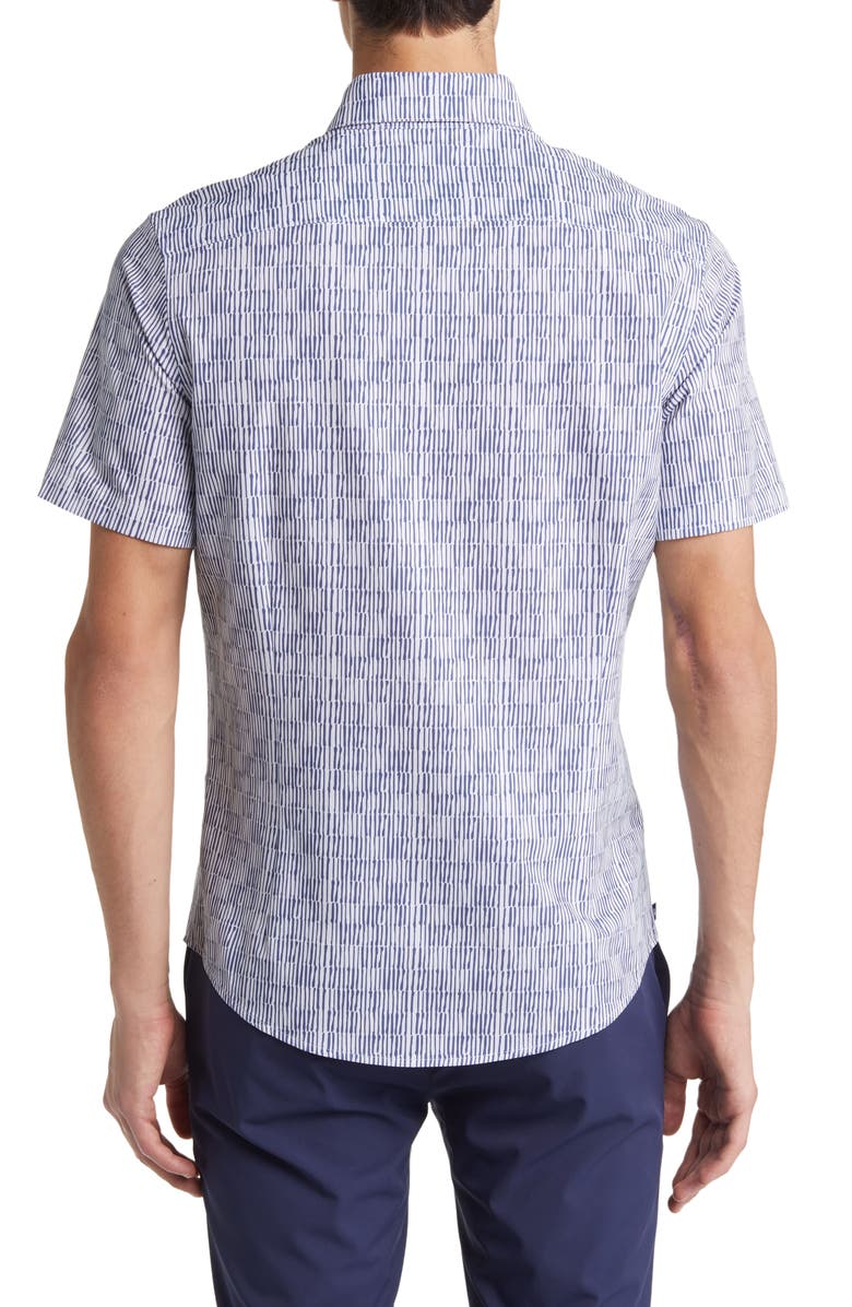 Mizzen+Main Leeward Trim Fit Coastal Fjord Short Sleeve Button-Up Performance Shirt, Alternate, color,