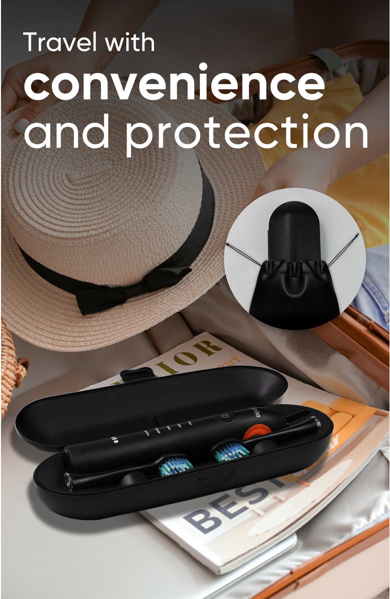 MySmile Rechargeable Sonic Electric Toothbrush for Adults, 6 Brush Heads, 5 Modes, Alternate, color, Black