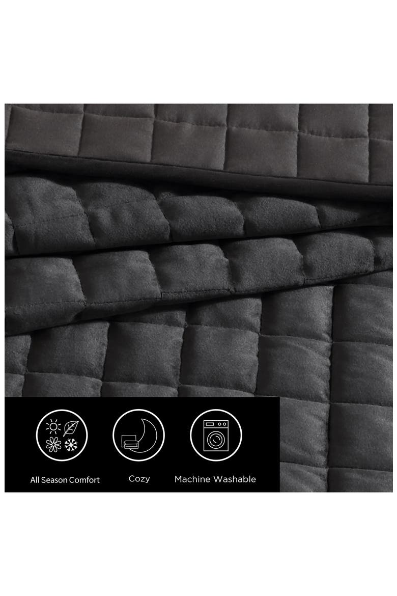 Black Quilted Velvet Comforter Set, Alternate, color, BLACK