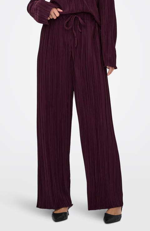 Pery High Waist Plissé Flare Leg Pants