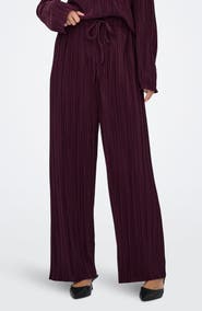 Only Pery High Waist Plissé Flare Leg Pants
