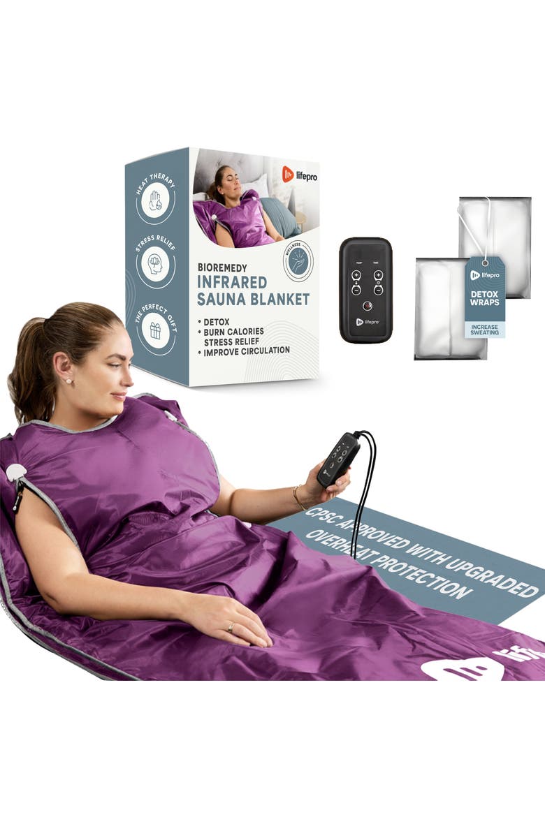 BioRemedy Infrared Sauna Blanket Portable Full Body Detox & Relaxation, Main, color, Regular Purple