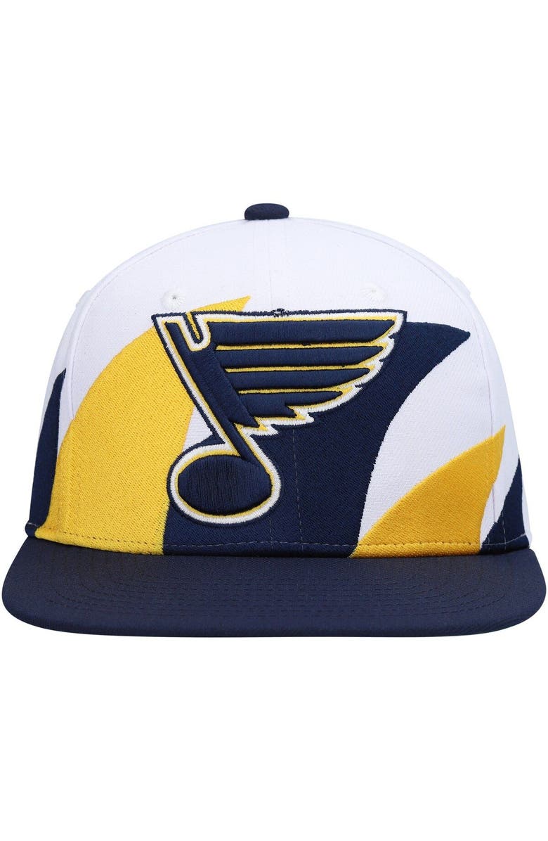 Mitchell & Ness Men's Mitchell & Ness White/Navy St. Louis Blues Vintage Sharktooth Snapback Hat, Alternate, color, 