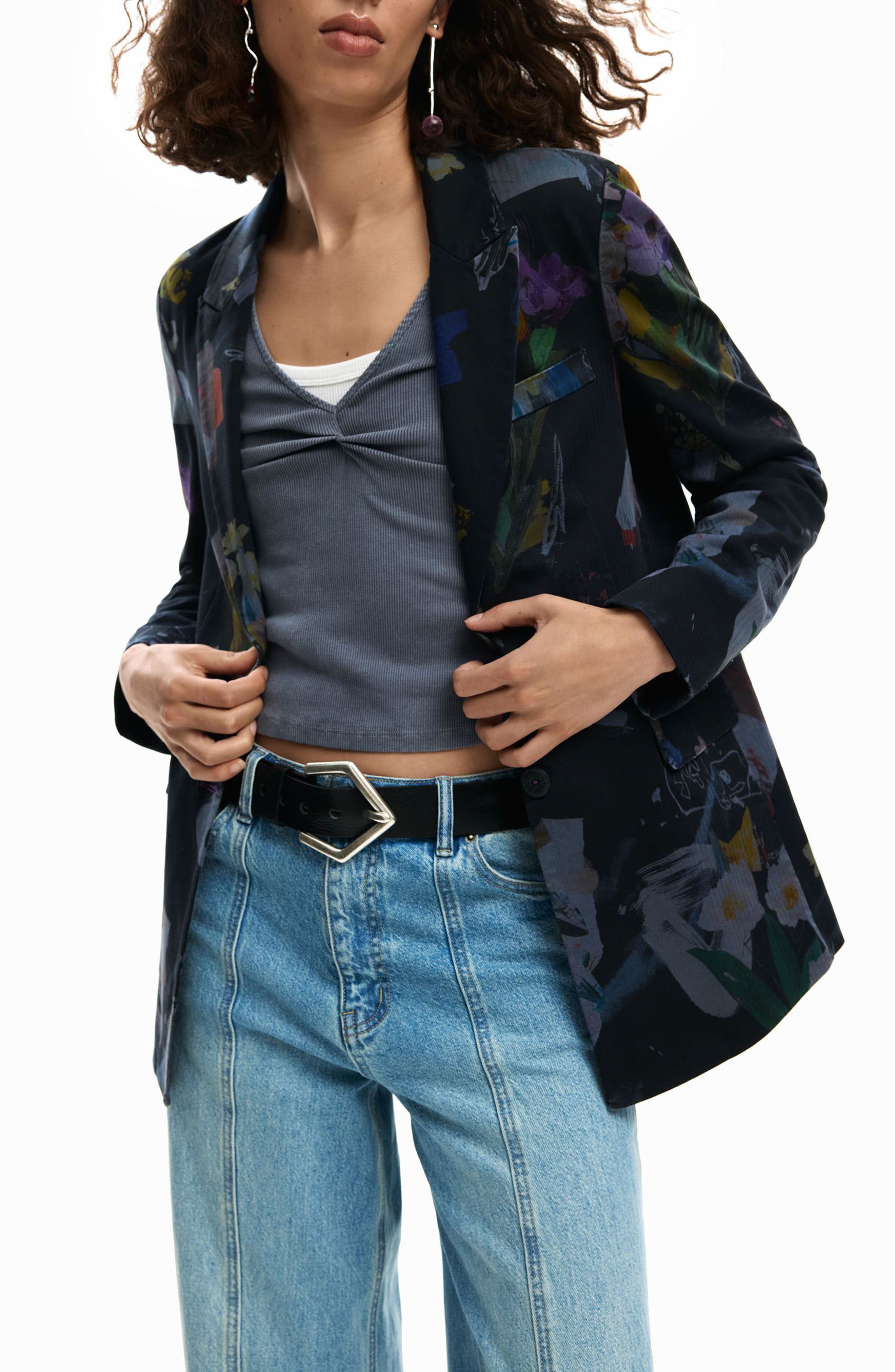 Desigual Graphic Floral Print Single Breasted Blazer — фото 4