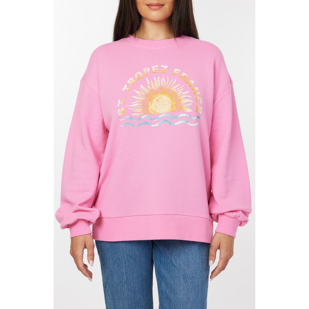C&c California C & C California Millie Beach Terry Sweatshirt In Sacket Pink Graphic