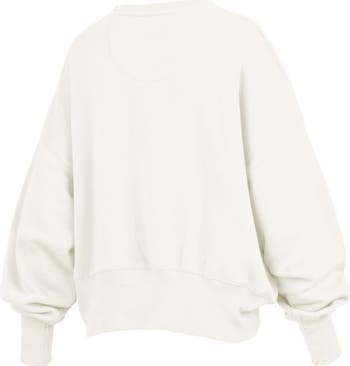 Women's Pressbox Cream Penn State Nittany Lions Oversized Chelsea Waist Length Pullover Sweatshirt