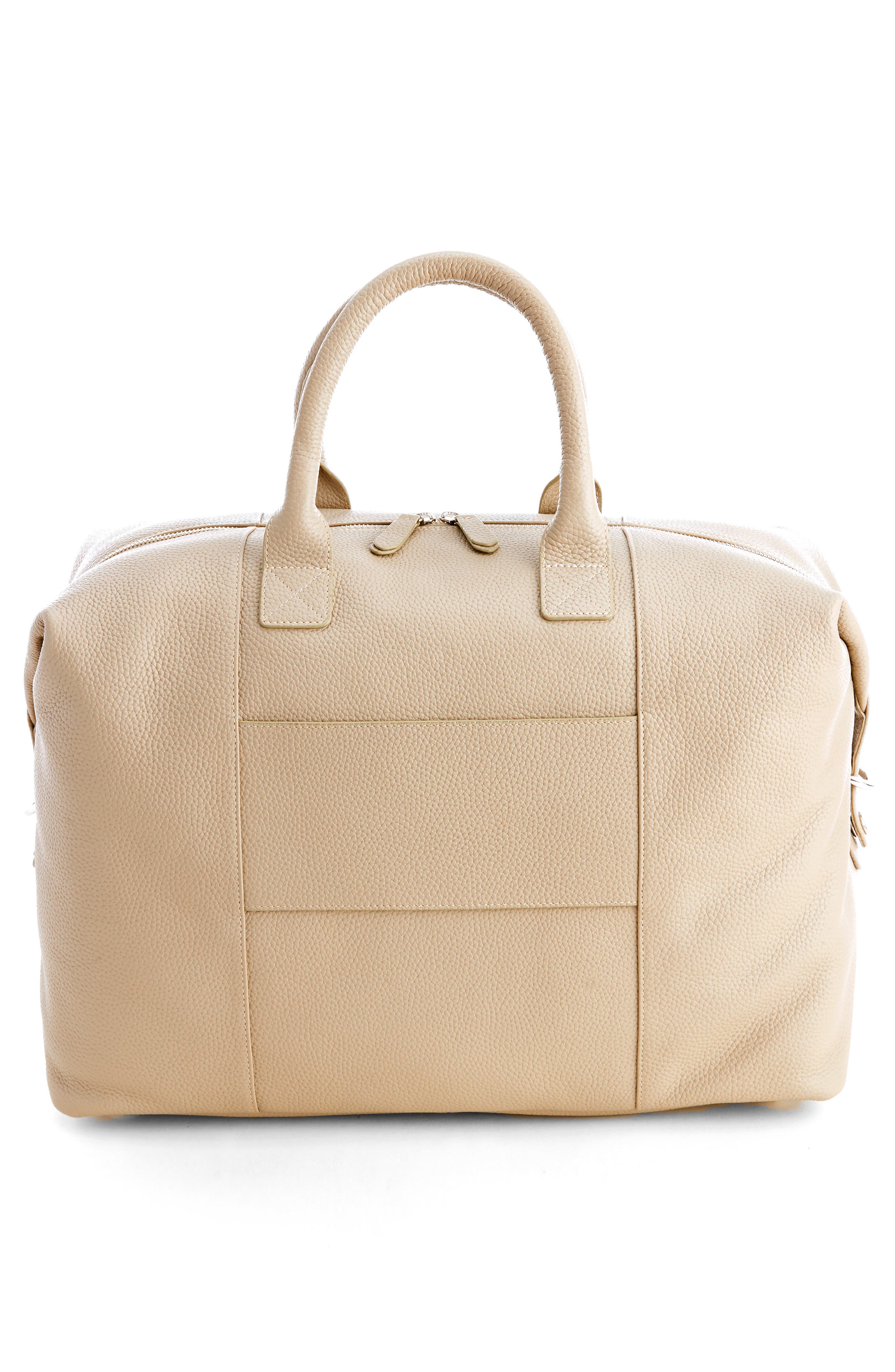 ROYCE New York Weekend Leather Duffle Bag, Alternate, color, Taupe
