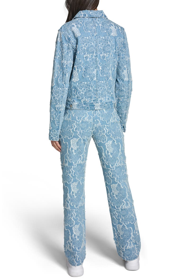 Floral Jacquard Denim Jacket, Alternate, color, SKY BLUE