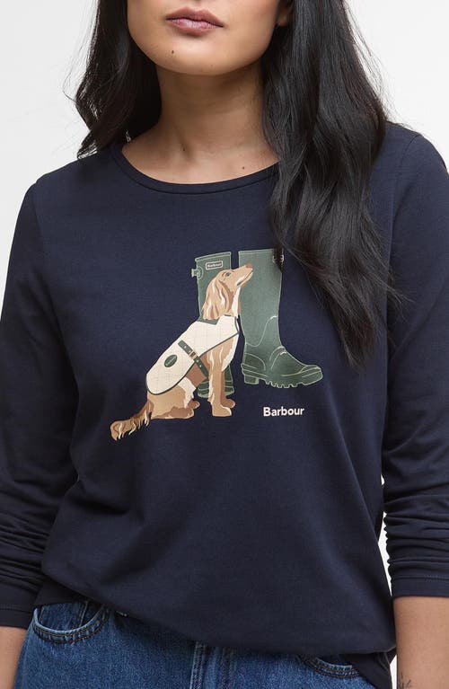 Barbour Hedley Long Sleeve Cotton Graphic T-shirt In Blue
