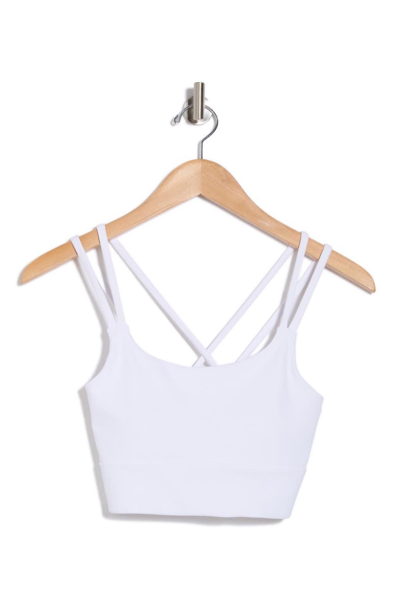 Strappy Rib Sports Bra, Alternate, color, WHITE