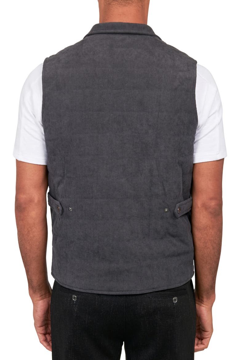 Slim Fit Camp Collar Corduroy Snap-Up Vest, Alternate, color, GREY