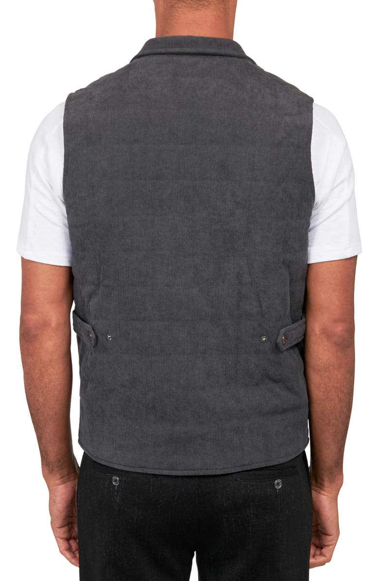 W.R.K Slim Fit Camp Collar Corduroy Snap-Up Vest, Alternate, color, Grey