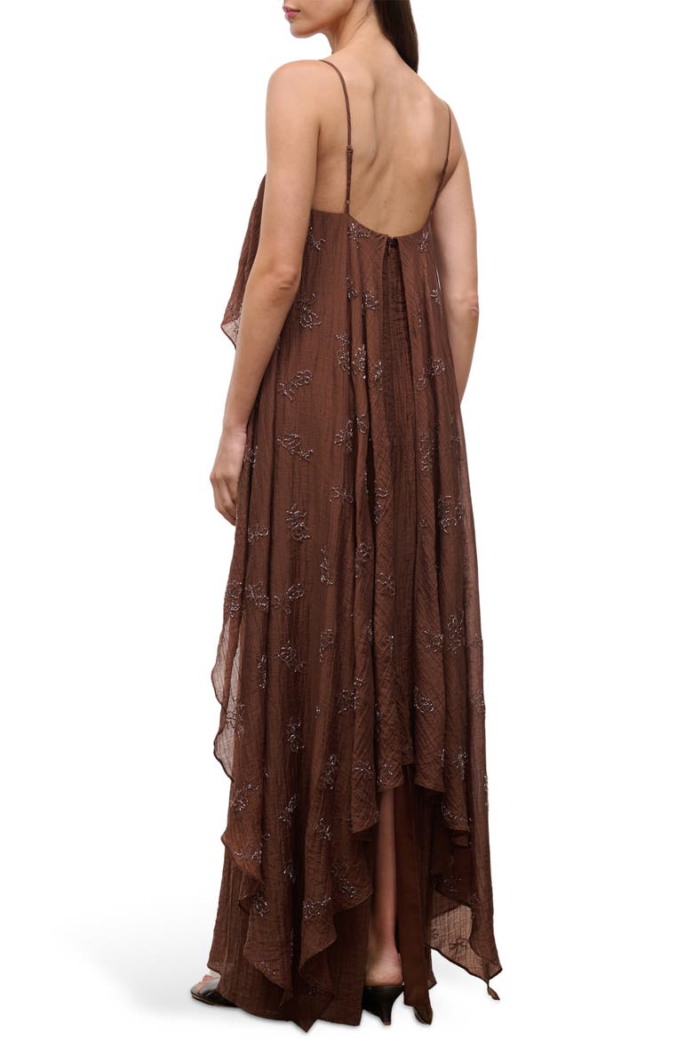 STAUD Valencia Crinkle Beaded Dress, Alternate, color, Cedar