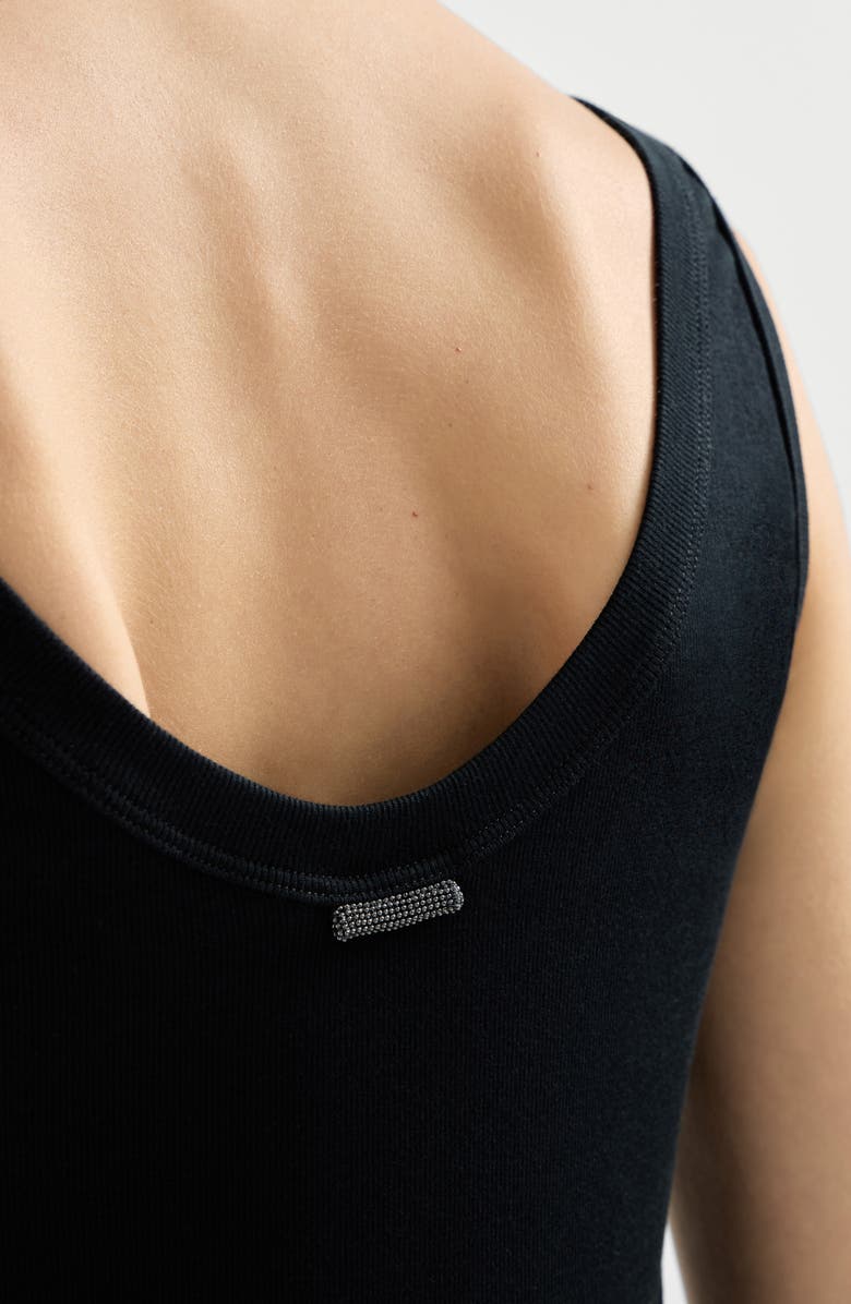 Brunello Cucinelli Ribbed jersey top, Alternate, color, Black