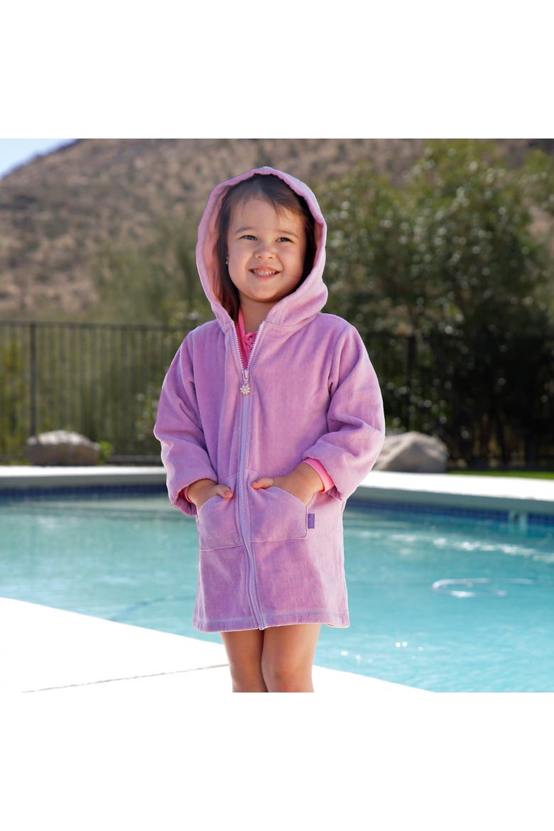 Hooded Terry Beach Cover-Up, Alternate, color, Lotus