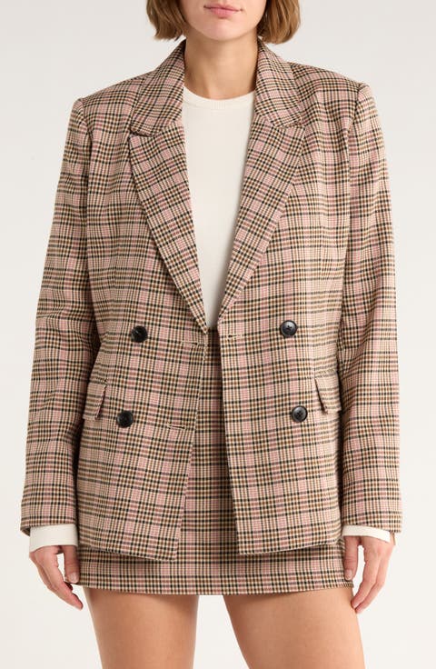 Plaid Double Breasted Blazer