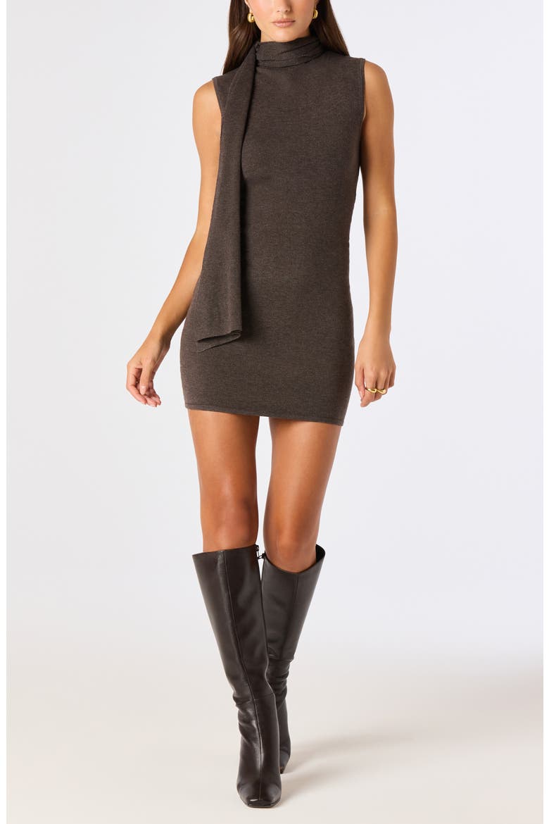 Annie Minidress with Scarf Detail, Alternate, color, TRUFFLE