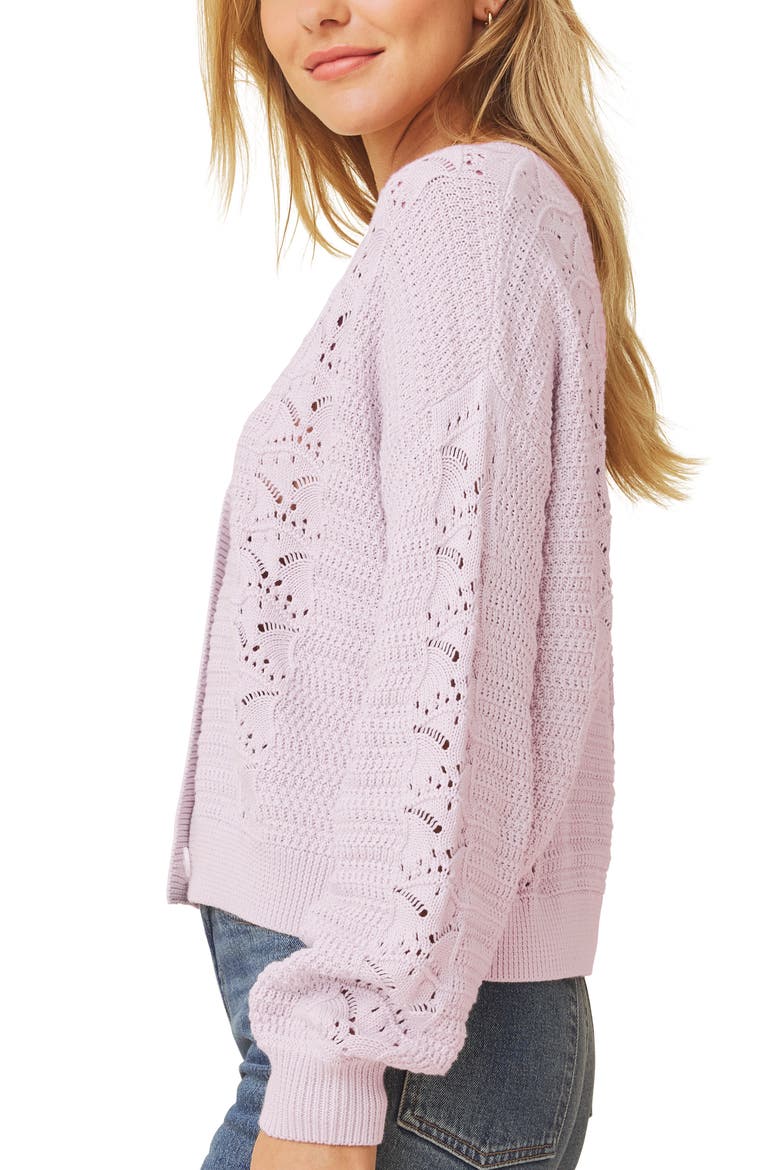 Bridget Cotton Cardigan, Alternate, color, ORCHID PURPLE