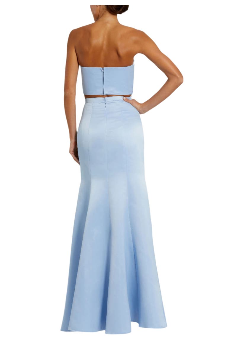 Mac Duggal Strapless Bow Top and Mermaid Skirt 2 Piece Set Gown, Alternate, color, Powder Blue