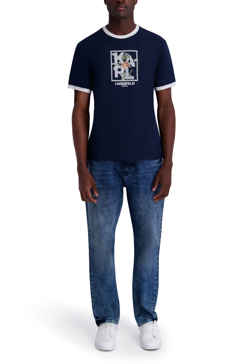 Floral Graphic Ringer T-Shirt, Alternate, color, NAVY