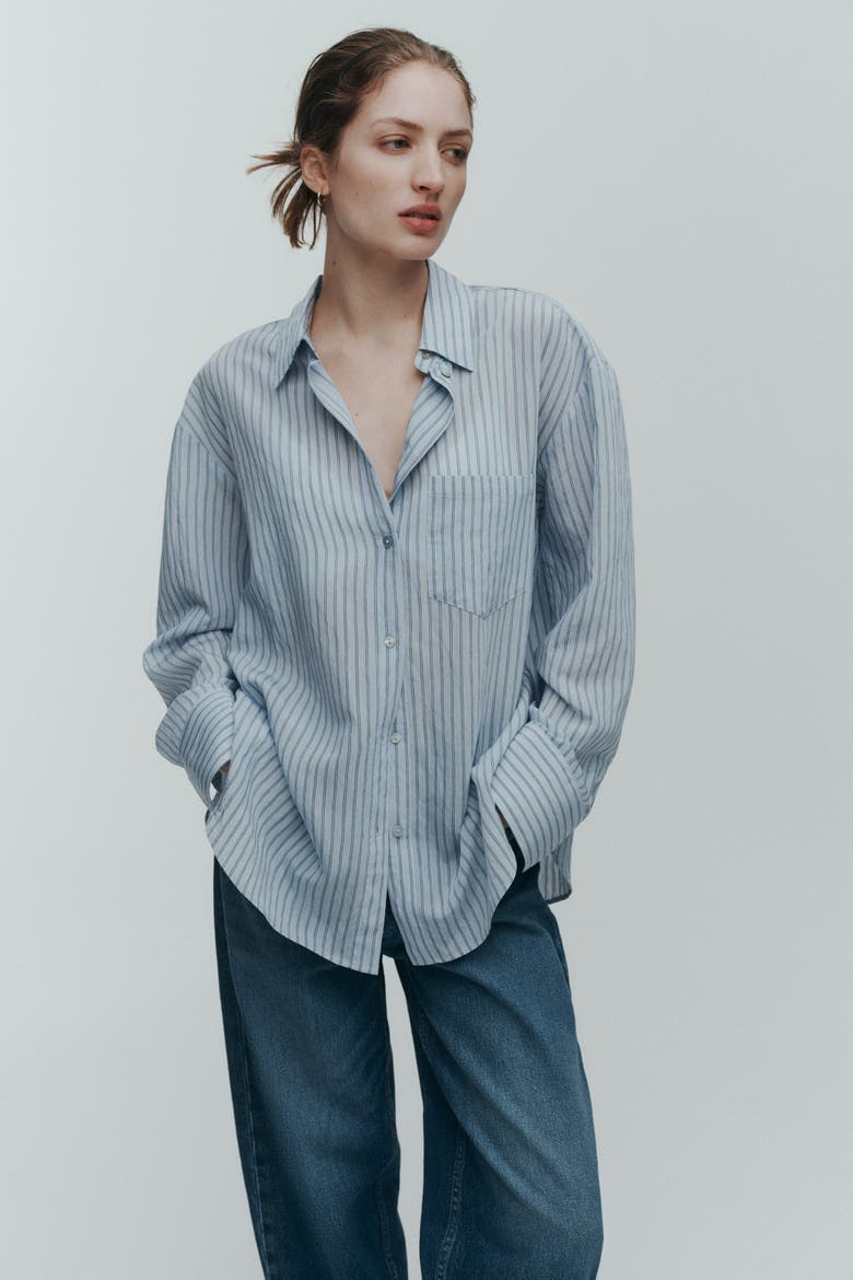 Oversized Shirt, Alternate, color, Light blue/striped