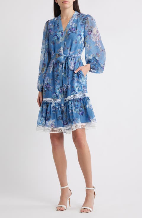 Elisa Tie Waist Long Sleeve Denim Dress
