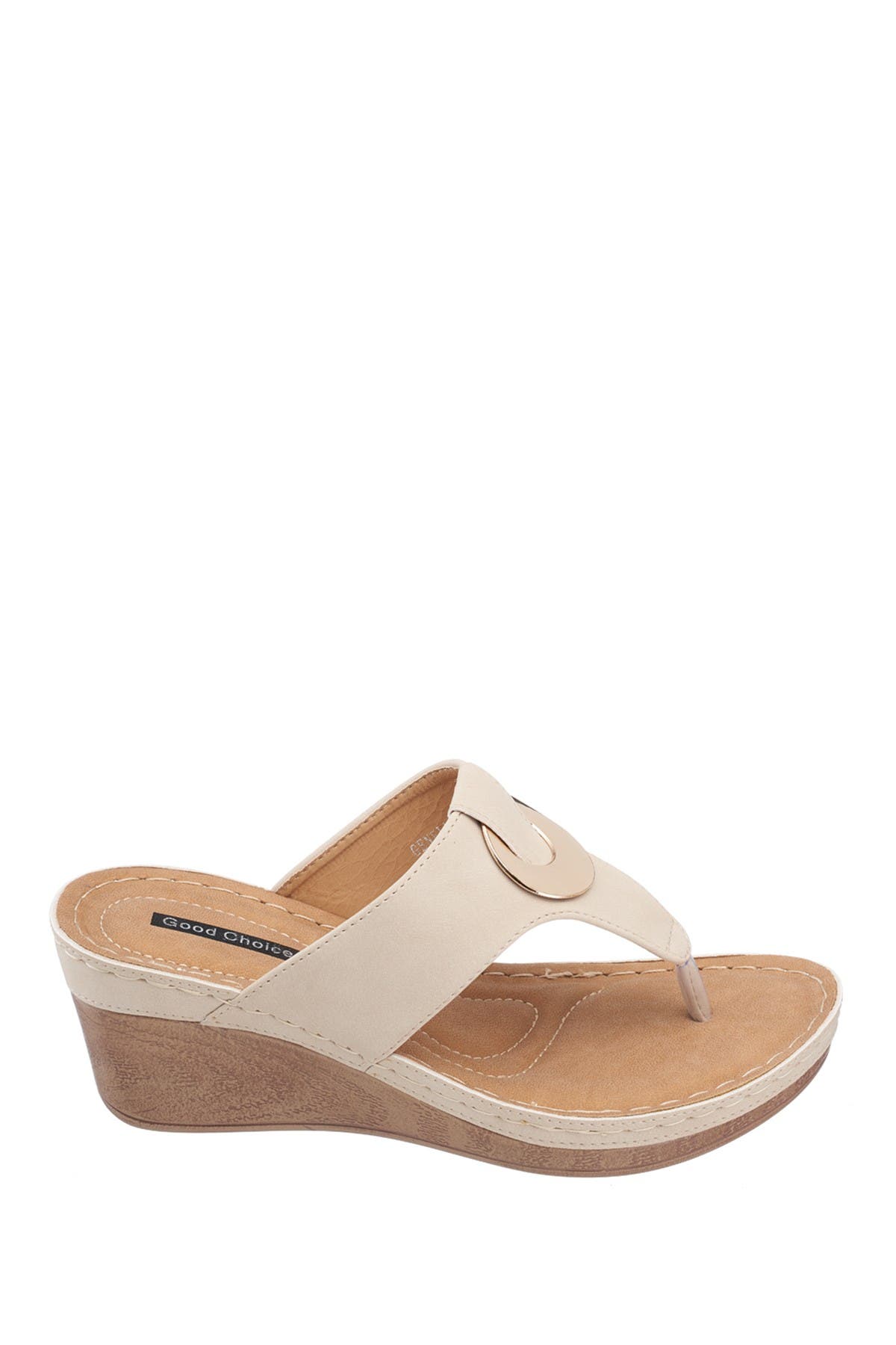 GOOD CHOICE NEW YORK Genelle Wedge Thong Toe Sandal, Alternate, color, Natural