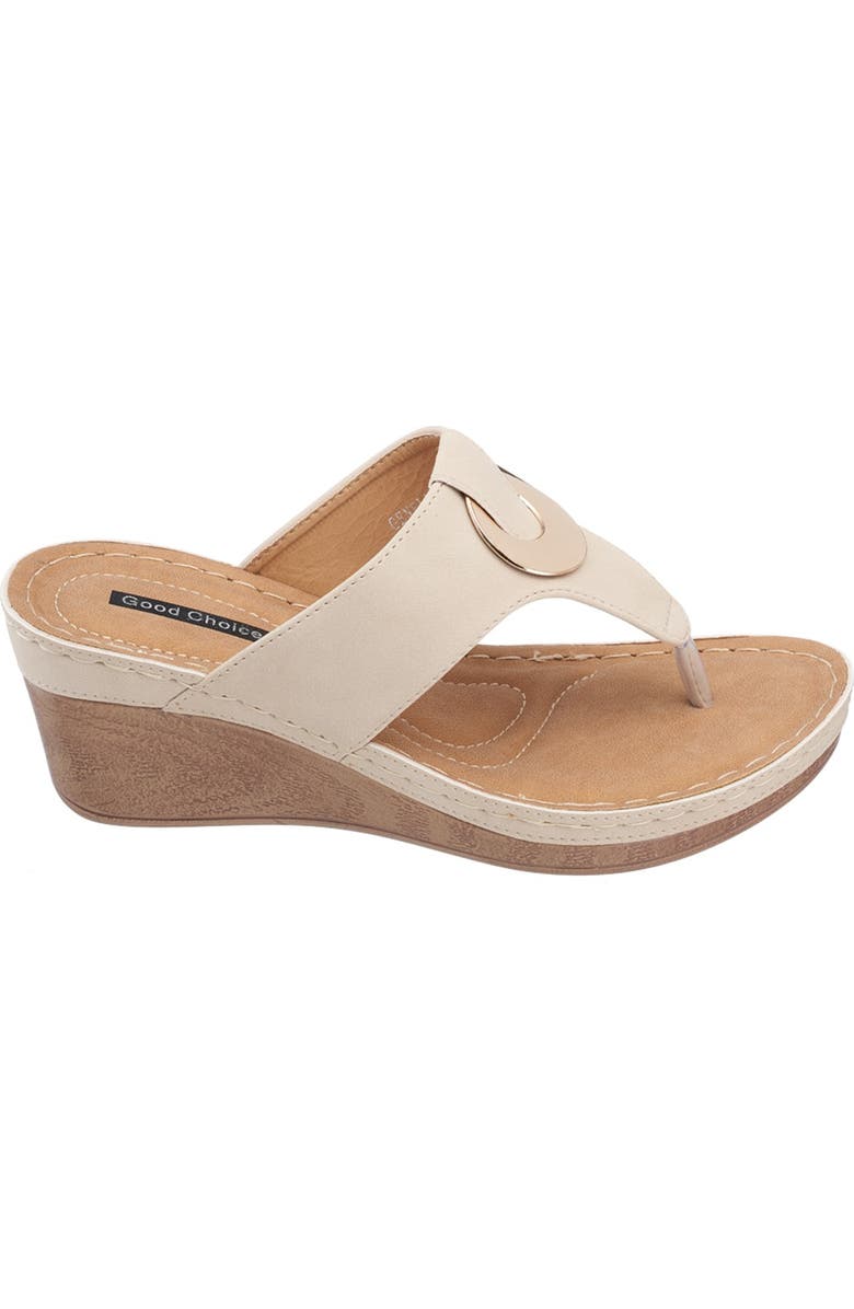 GOOD CHOICE NEW YORK Genelle Wedge Thong Toe Sandal, Alternate, color, Natural