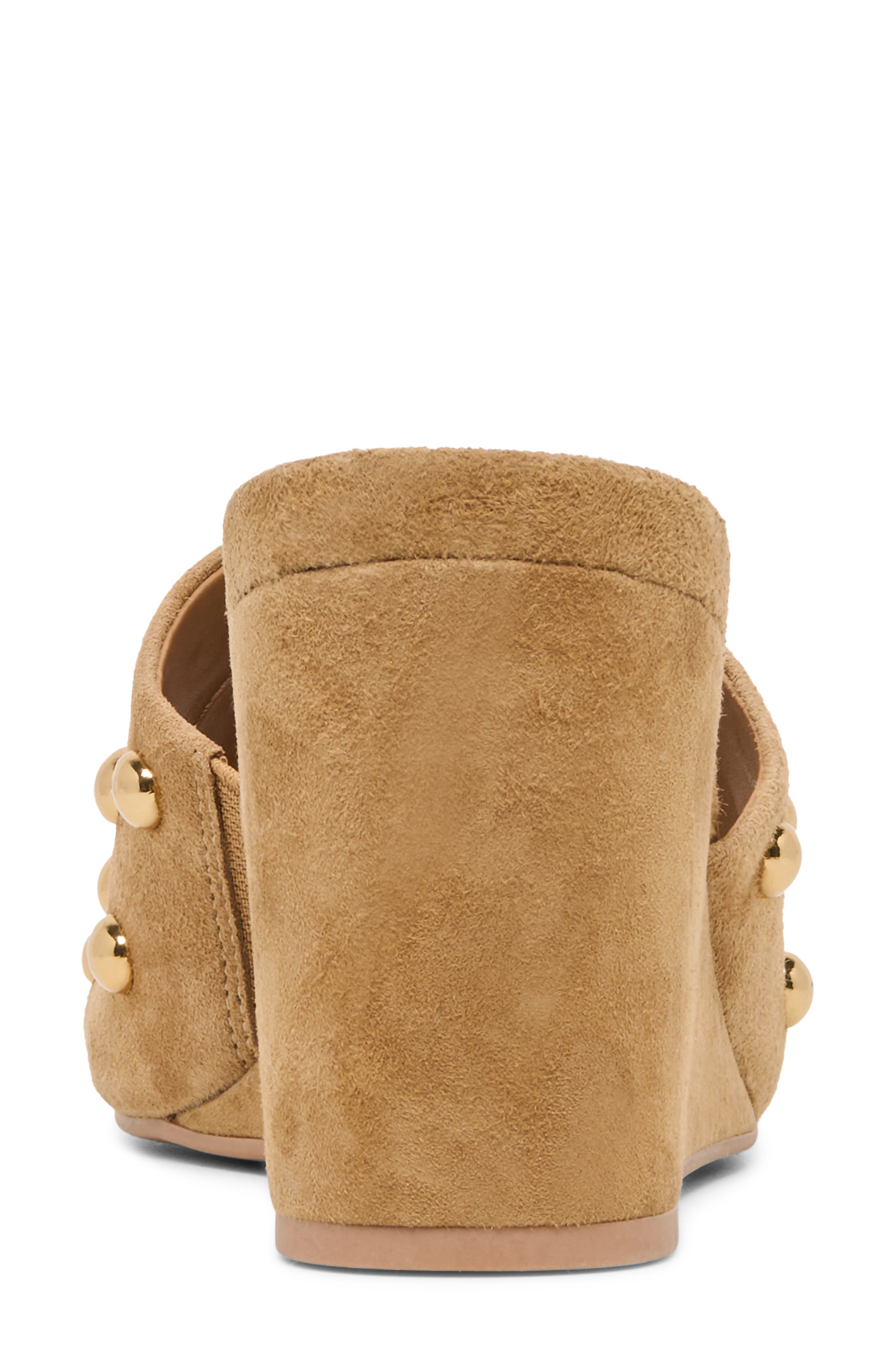 Dolce Vita Holta Stud Wedge Sandal, Alternate, color, Light Brown Suede